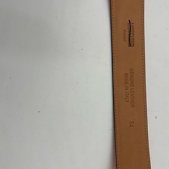 Moschino couture leather belt size 54 cm made in Milan Italy